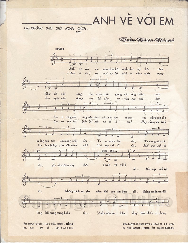 Sheet nhạc Anh về với em - Trang 2