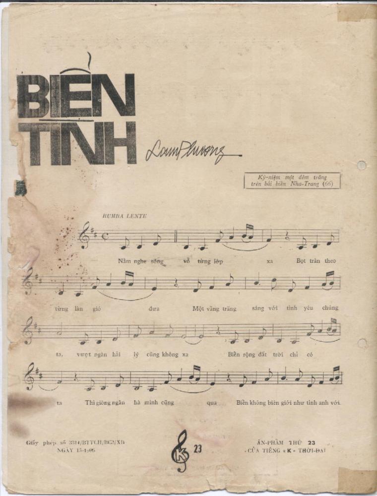 Sheet nhạc Biển tình - Trang 2