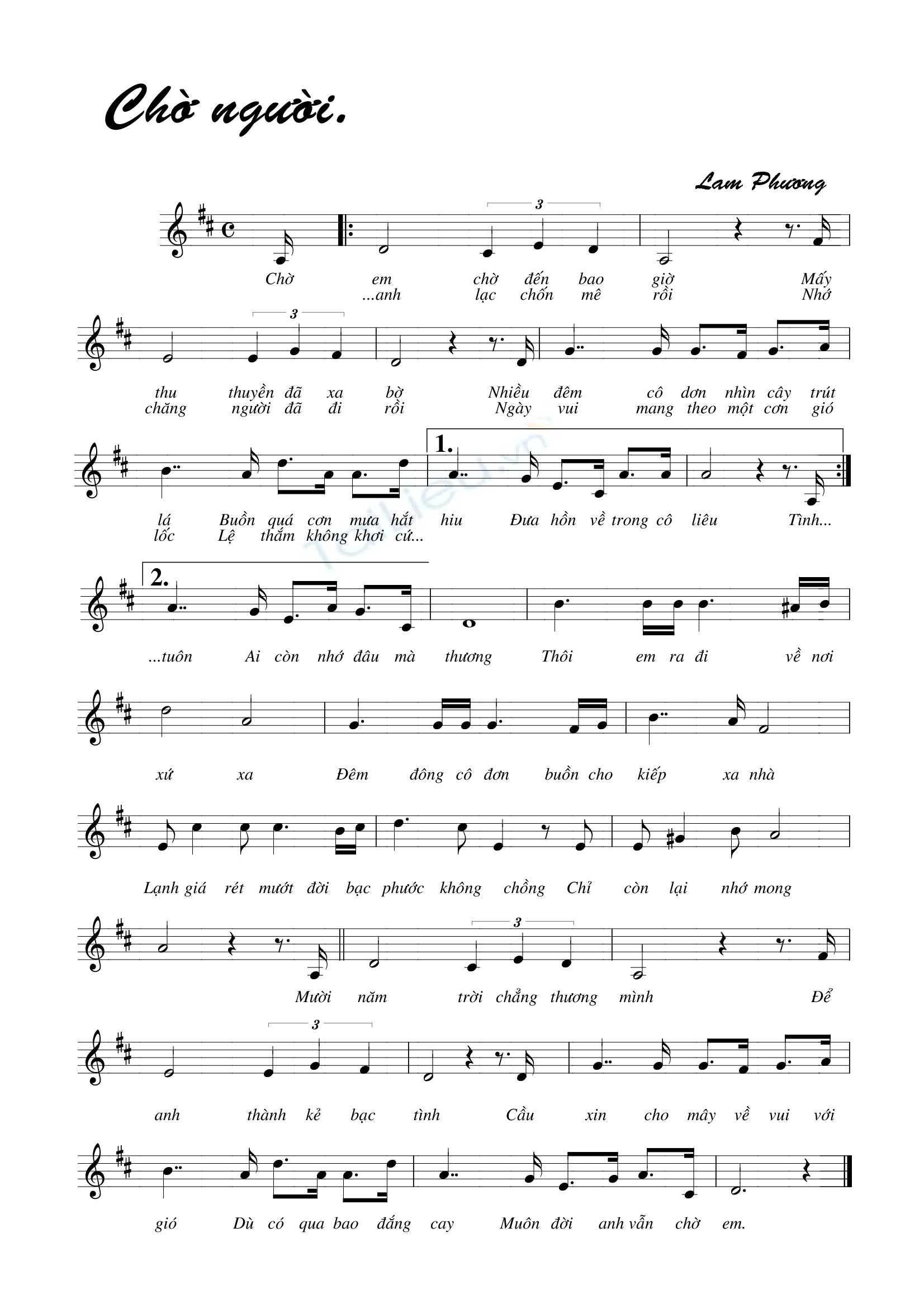 Sheet nhạc Chờ người - Trang 1