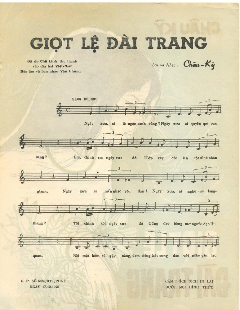 Sheet nhạc Giọt Lệ Đài Trang - Trang 2