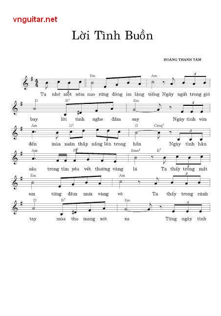 Sheet nhạc Lời tình buồn - Trang 1