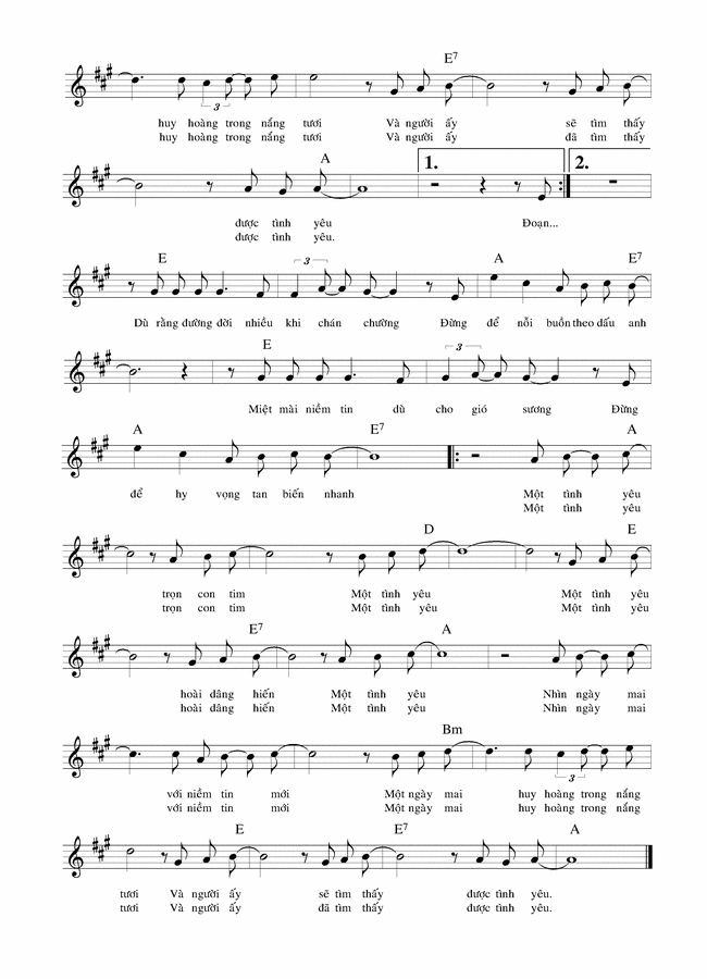 Sheet nhạc Một tình yêu - Trang 2