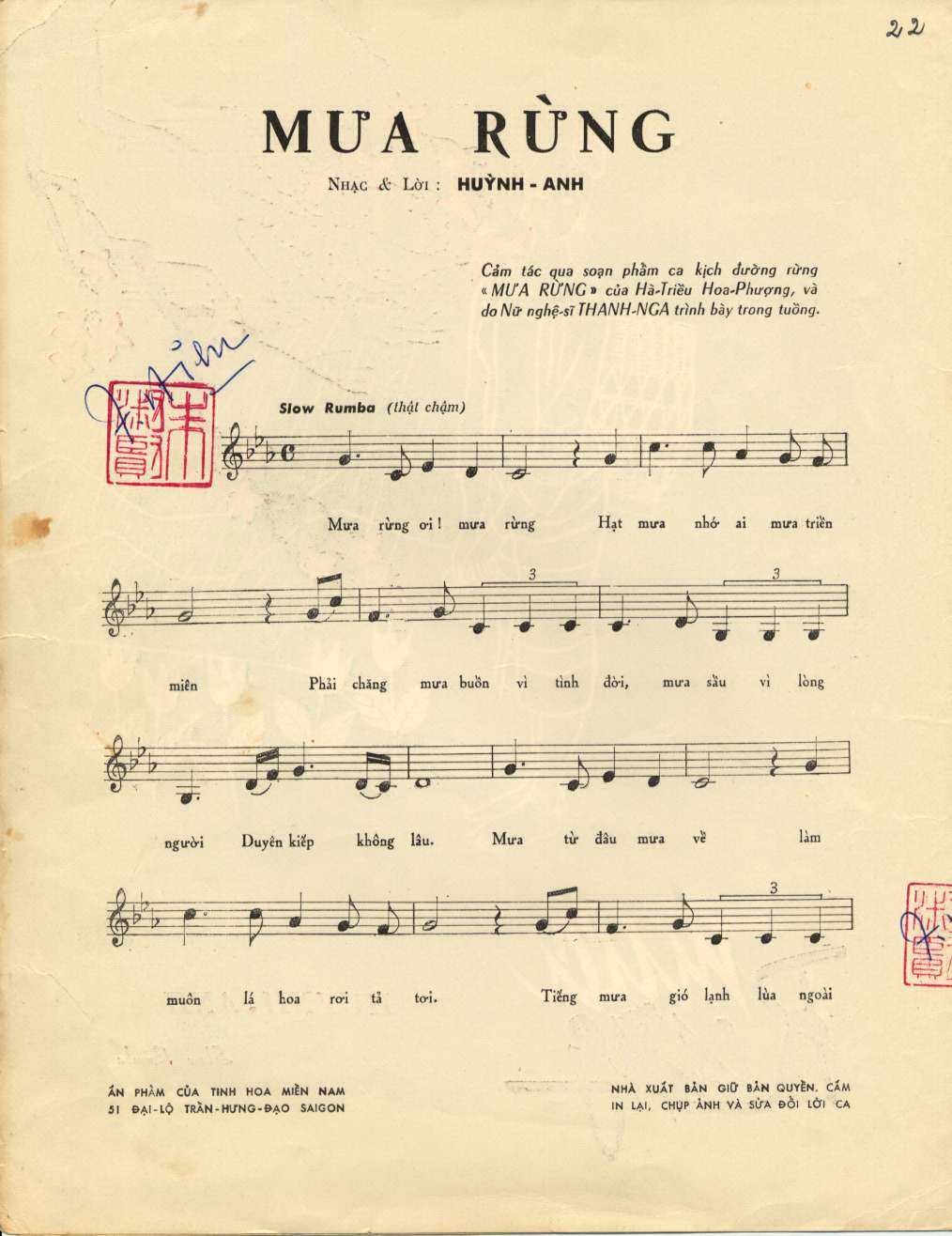Sheet nhạc Mưa rừng - Trang 2