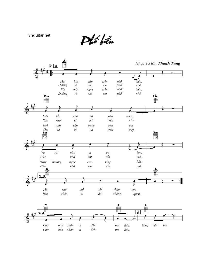 Sheet nhạc Phố biển - Trang 1