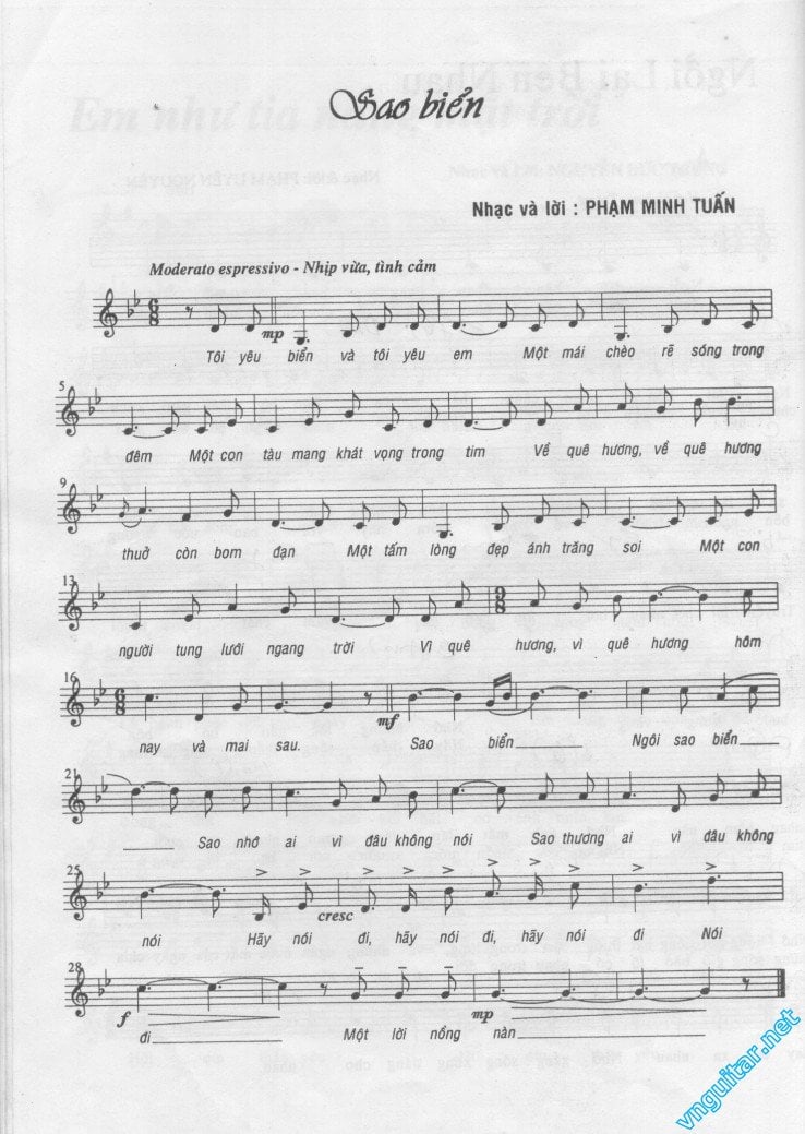 Sheet nhạc Sao biển - Trang 1