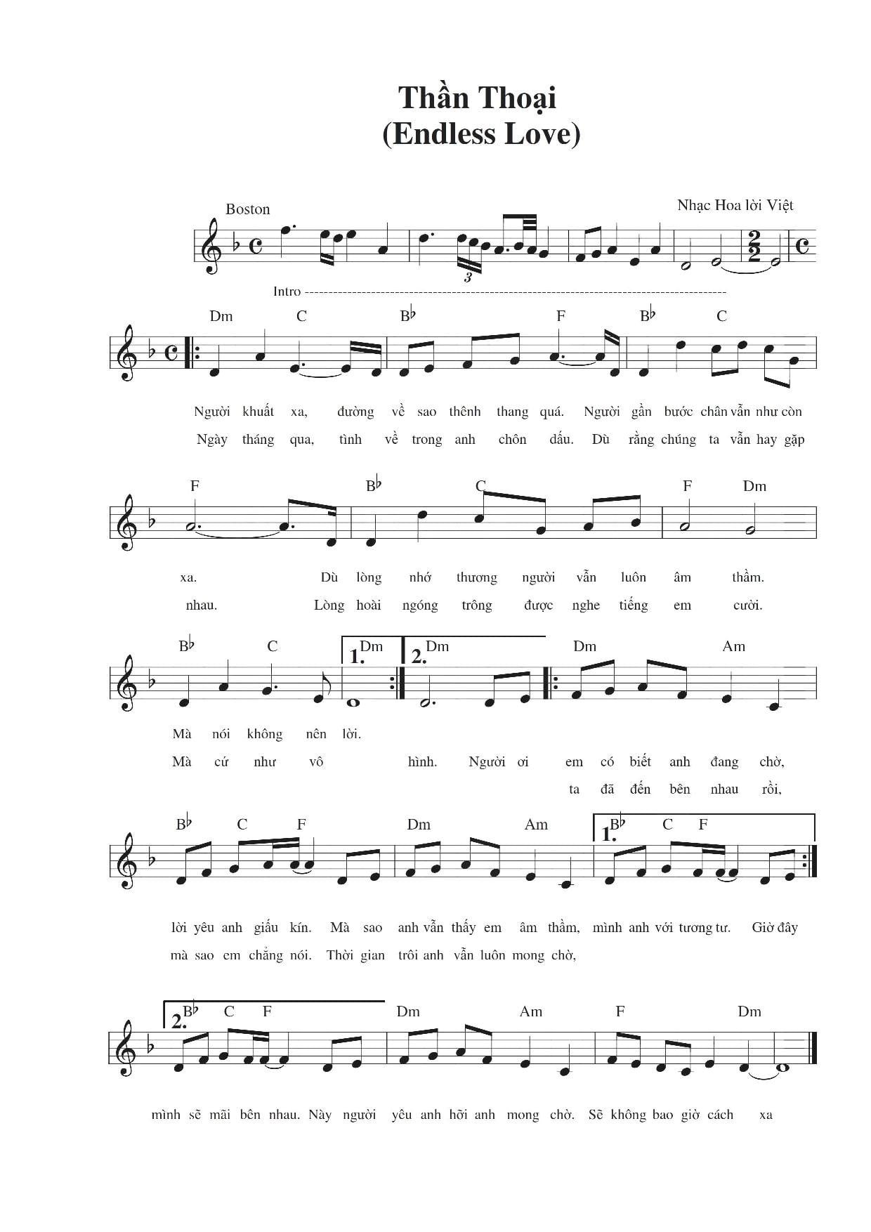 Sheet nhạc Thần Thoại - Trang 1