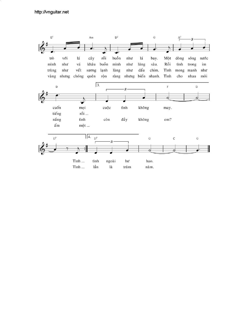 Sheet nhạc Tình sầu - Trang 2